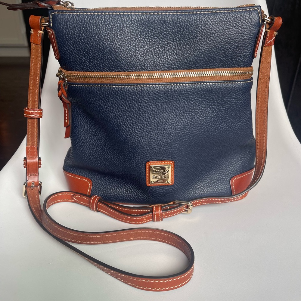 Dooney & Bourke Midnight Blue and Tan Crossbody Bag